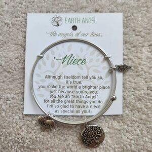 Silver Charm Bracelet with Heart and Tree Pendants; For Niece, Never Worn